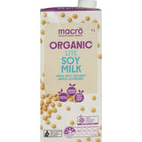 Macro Organic Soy Milk Light Carton 1L
