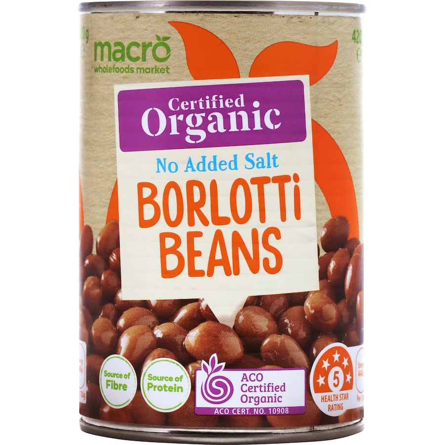 Macro Organic Borlotti Beans No Added Salt Can 420g