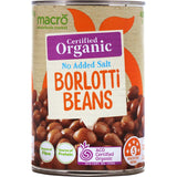 Macro Organic Borlotti Beans No Added Salt Can 420g