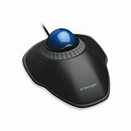 Kensington Orbit Wired Trackball with ergonomic design, scroll ring, and ambidextrous use for comfortable precision navigation.