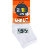Stepout Socks White Ankle 11-13yrs - 2pack