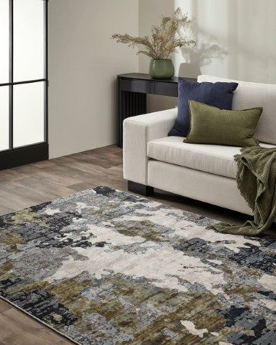 Floor Rug - Emery Ink/Olive (200 x 290cm) - OLLO