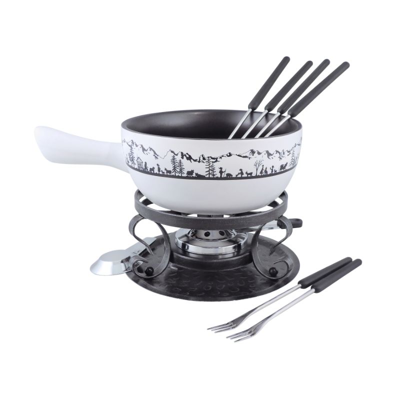 Fondue Set - Swissmar Heidi Ceramic Black/White (9pcs)