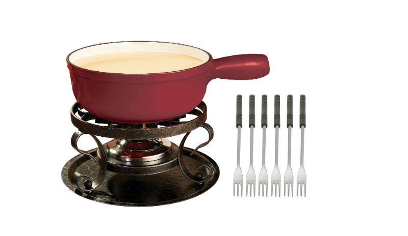 Fondue Set - Swissmar Lugano Cast Iron Cherry (9pcs)