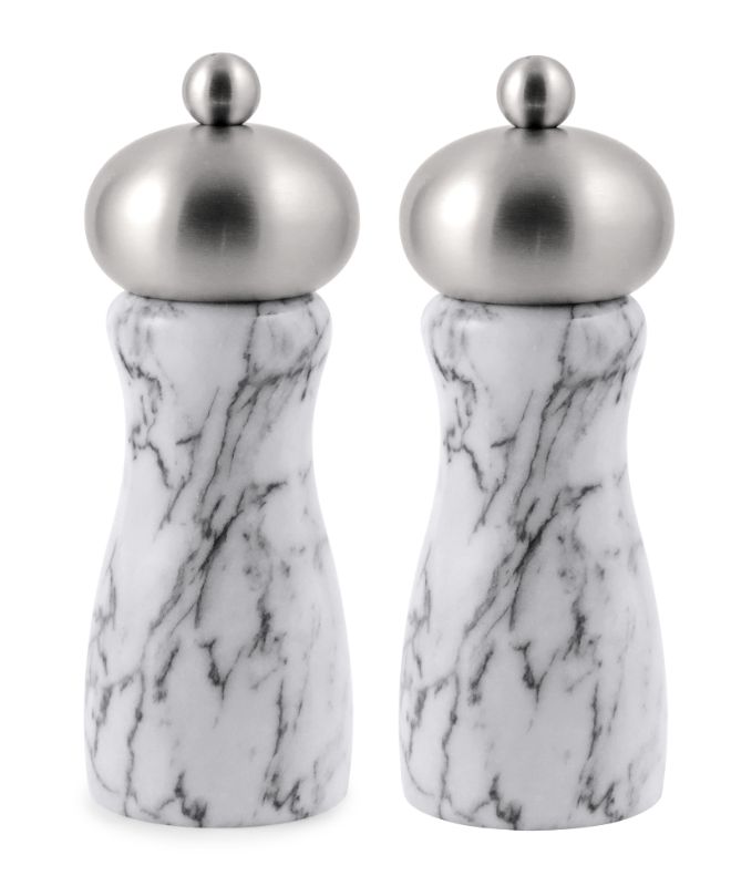 Salt and Pepper Mill Set - Swissmar Arctic White Marble (15cm)