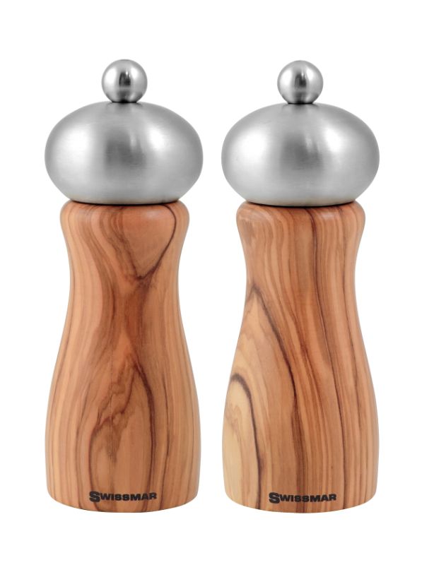 Salt and Pepper Mill Set - Swissmar Belle Olive Wood (15cm)