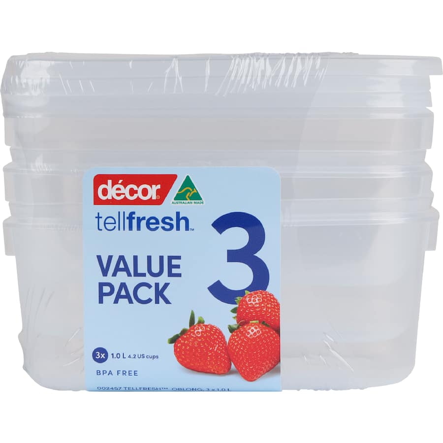 Decor Tellfresh Container Oblong 3 pack 1L