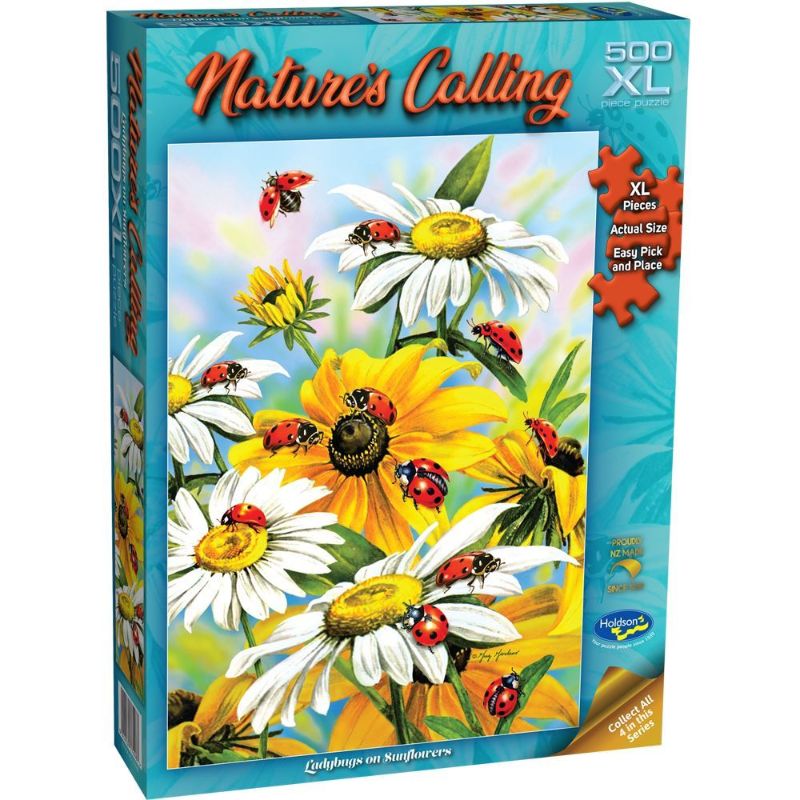 Holdson Puzzle - Nature's Calling, 500XL pc (Ladybugs on Sunflowers)