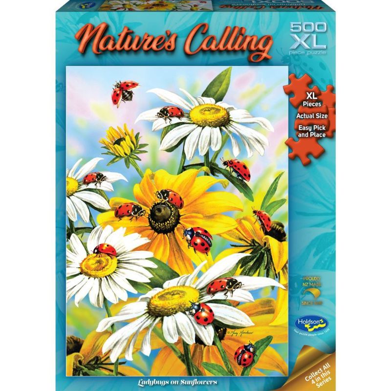 Holdson Puzzle - Nature's Calling, 500XL pc (Ladybugs on Sunflowers)