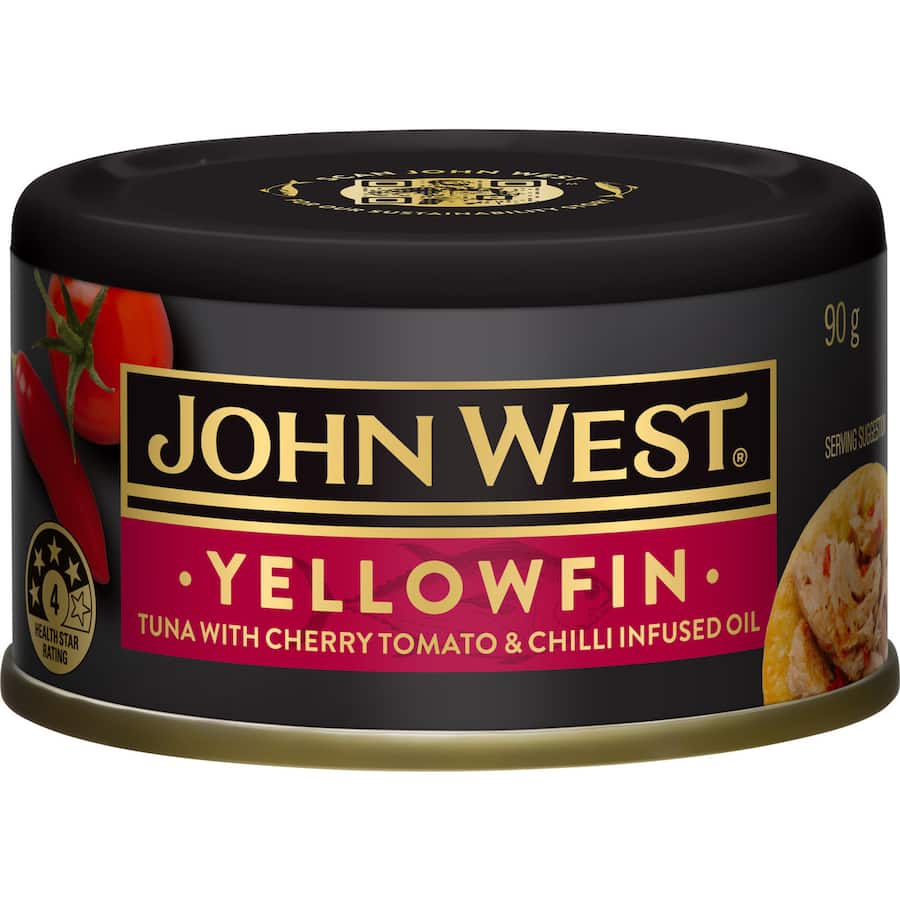 John West Tuna Yellowfin Tomato & Chilli Tear tab can 90g