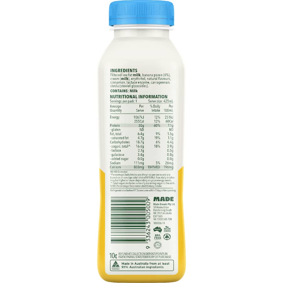 Rokeby Protein Smoothie Banana Honey Cinnamon 425mL