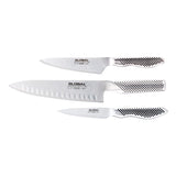 Knife Set with Fluted Cooks Knife - Global Classic (3 Piece)