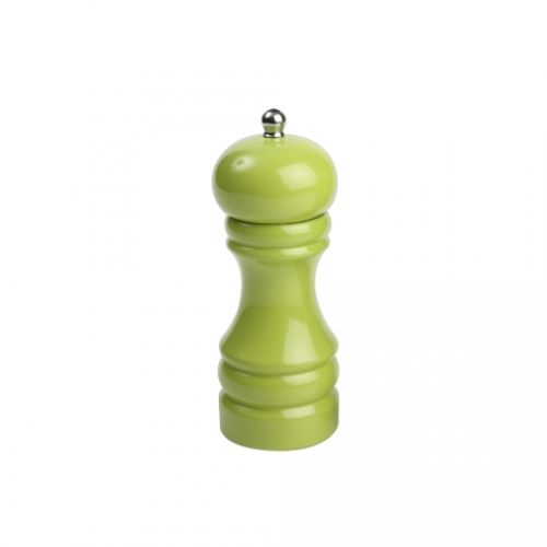 Green Capstan Salt Mill 150mm in glossy green, crafted from durable Hevea wood with a T & G grinding mechanism.