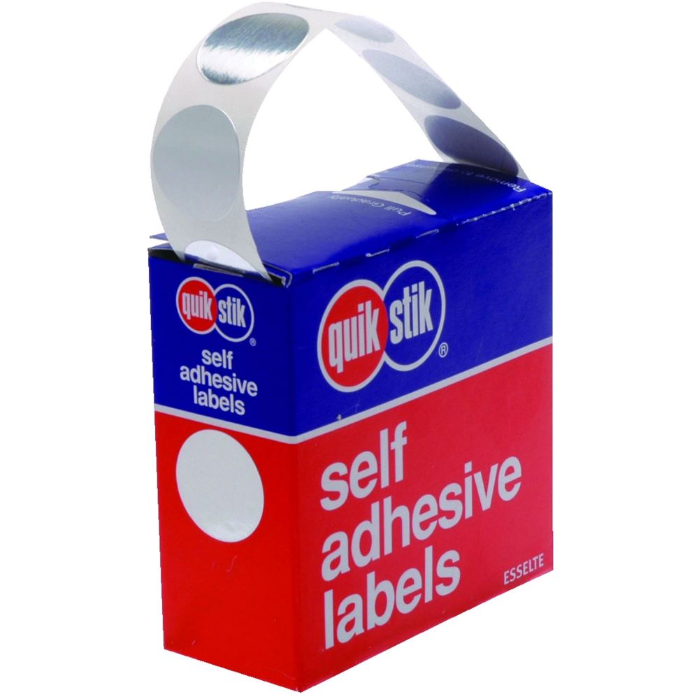 Quikstik Label Dispenser Circle 24mm Silver 250 Labels