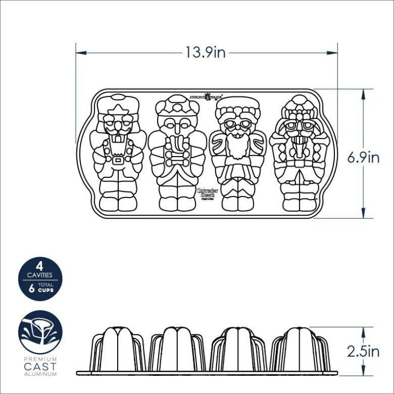 Nordic Ware Nutcracker Cakelet Pan | Sparkling Silver