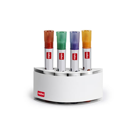 Nobo Whiteboard Magnetic Pen Holder for organizing up to 4 markers, securely clings to magnetic whiteboards.