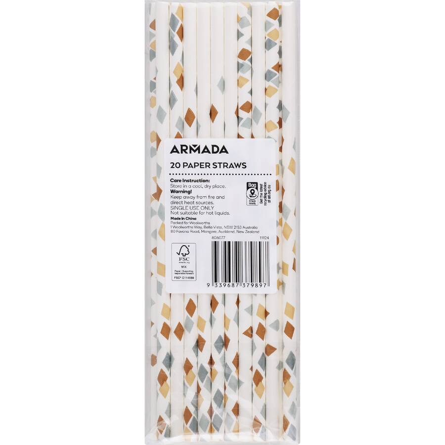 Armada Paper Straws Gold & Silver 20pack