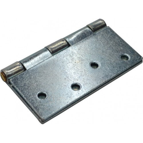 100mm x 100mm zinc-plated steel butt hinge with brass pin for durable door and gate installation.