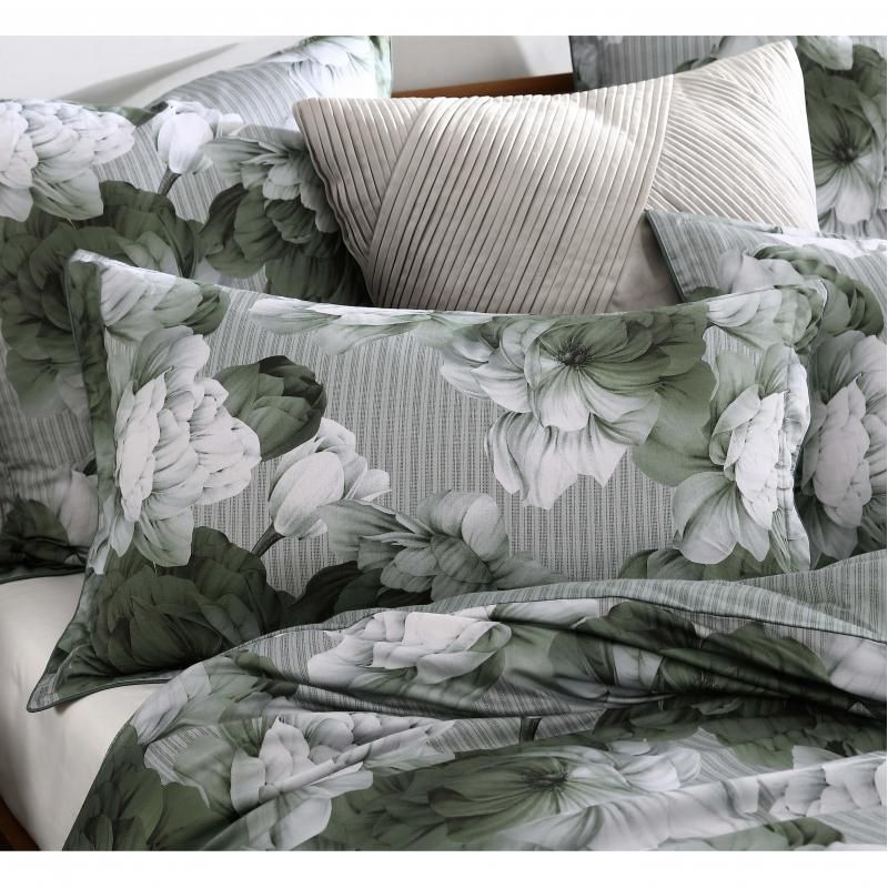 Private Collection Hailey Printed Quilt / Duvet Set | Queen Bed | Sage