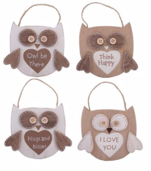 Owl Hanging Plaque Set of 4