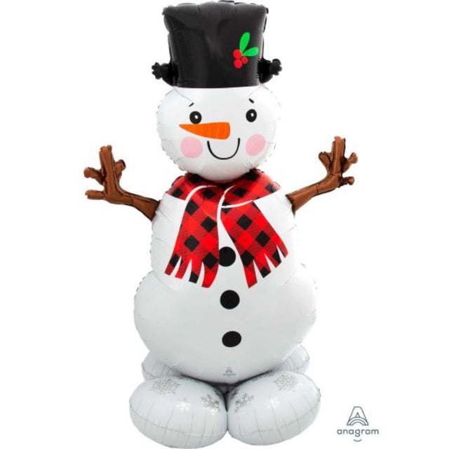 Inflatable 88cm x 139cm snowman decoration for festive indoor and outdoor celebrations, with easy setup features.