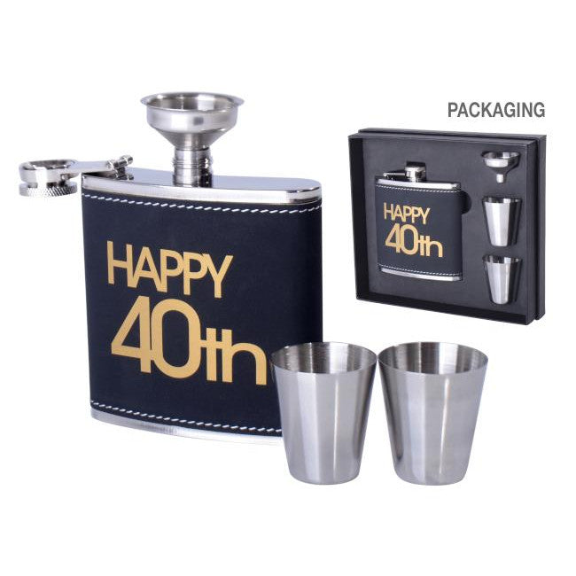 Hip Flask Gift Set 40th