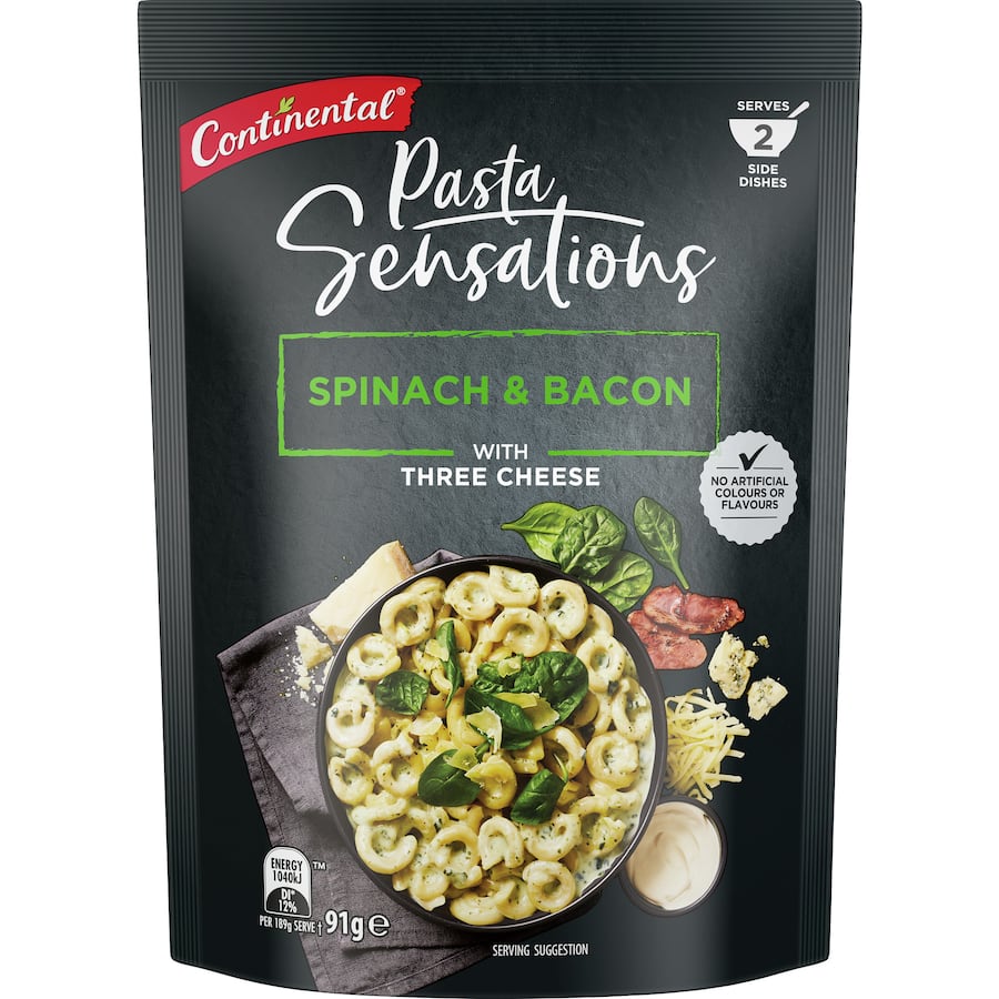 Continental Sensations Pasta & Sauce Spinach Bacon & Three Cheese 91g