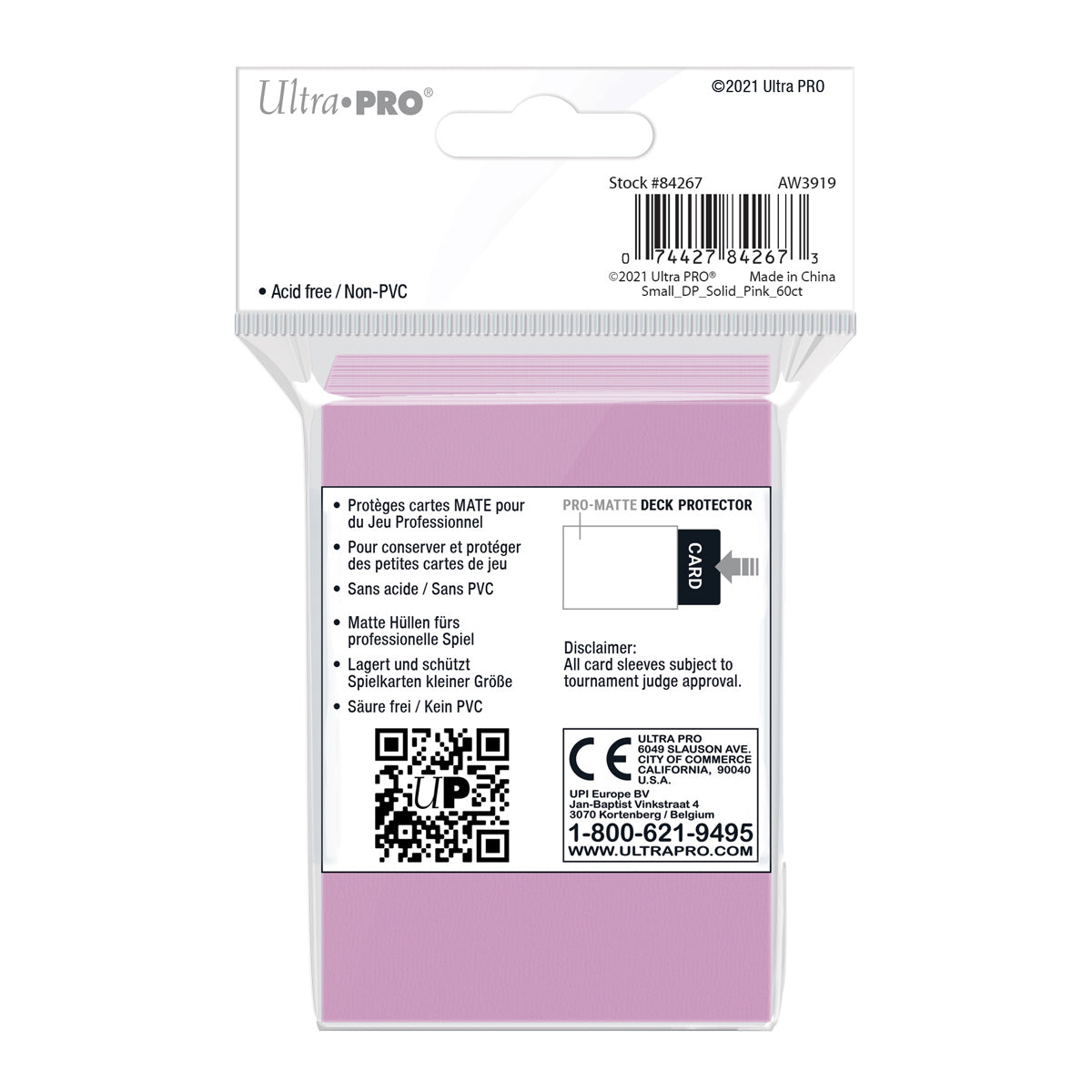 Ultra Pro: UP84267 PRO-Matte 60ct Small Deck Protector sleeves: Pink