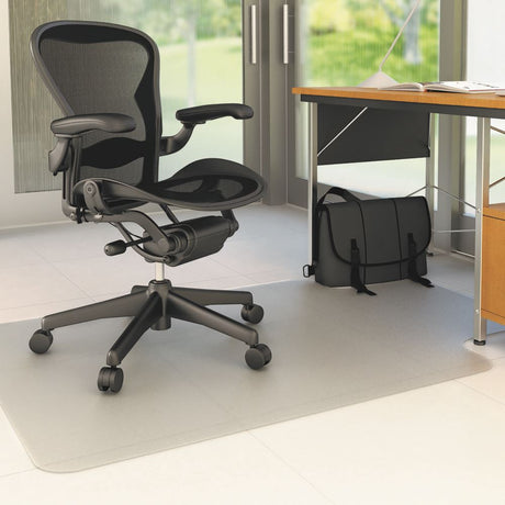 Marbig Chairmat Economat PVC Hard Key, 91x121cm, protects hard floors with slip-resistant surface for office use.