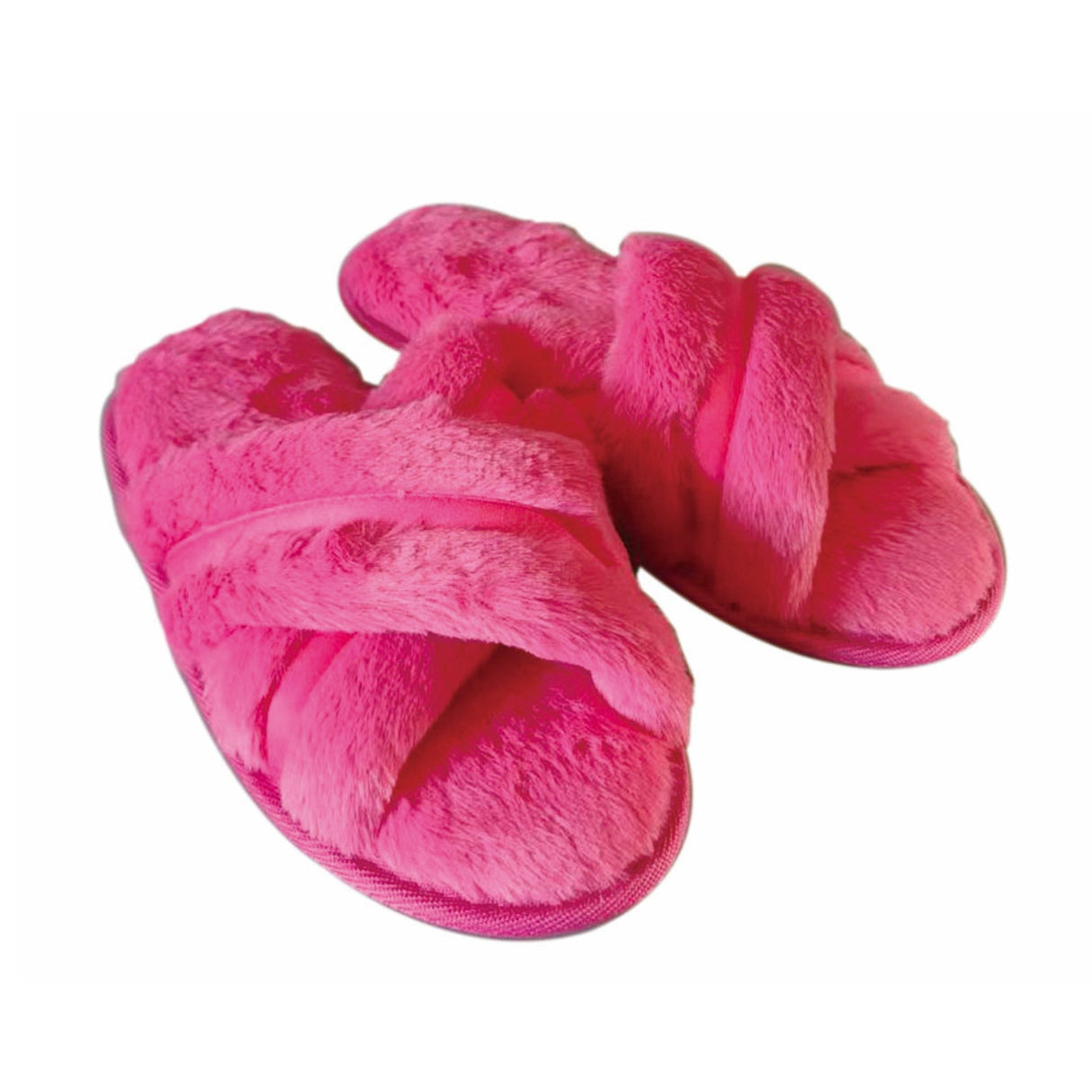 Womens Slippers Hot Pink Cross Over Medium (Size 7 - 8)