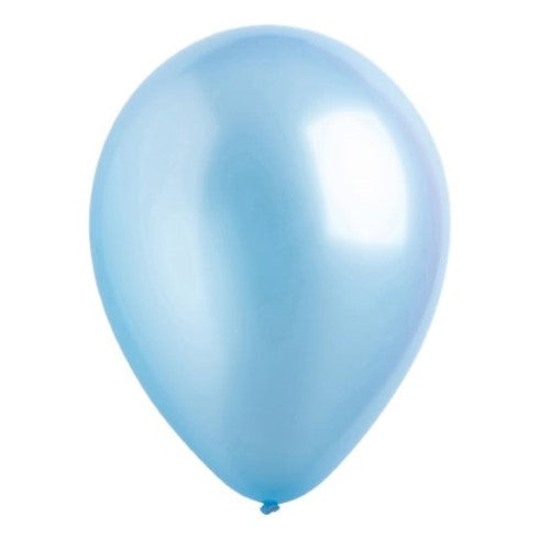 Bulk pack of 200 30cm metallic baby blue latex balloons, perfect for vibrant celebrations and stylish decorations.
