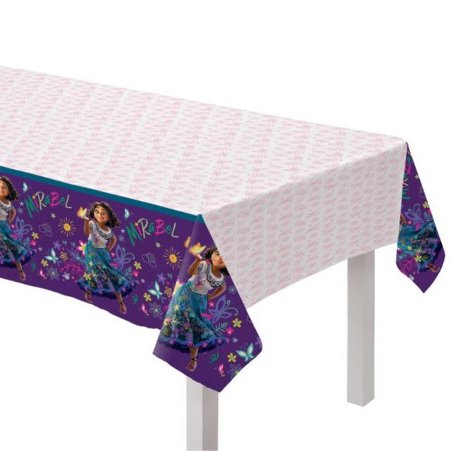 Vibrant Encanto Paper Tablecover with Disney characters, perfect for kids' parties and easy cleanup, measuring 137cm x 243cm.
