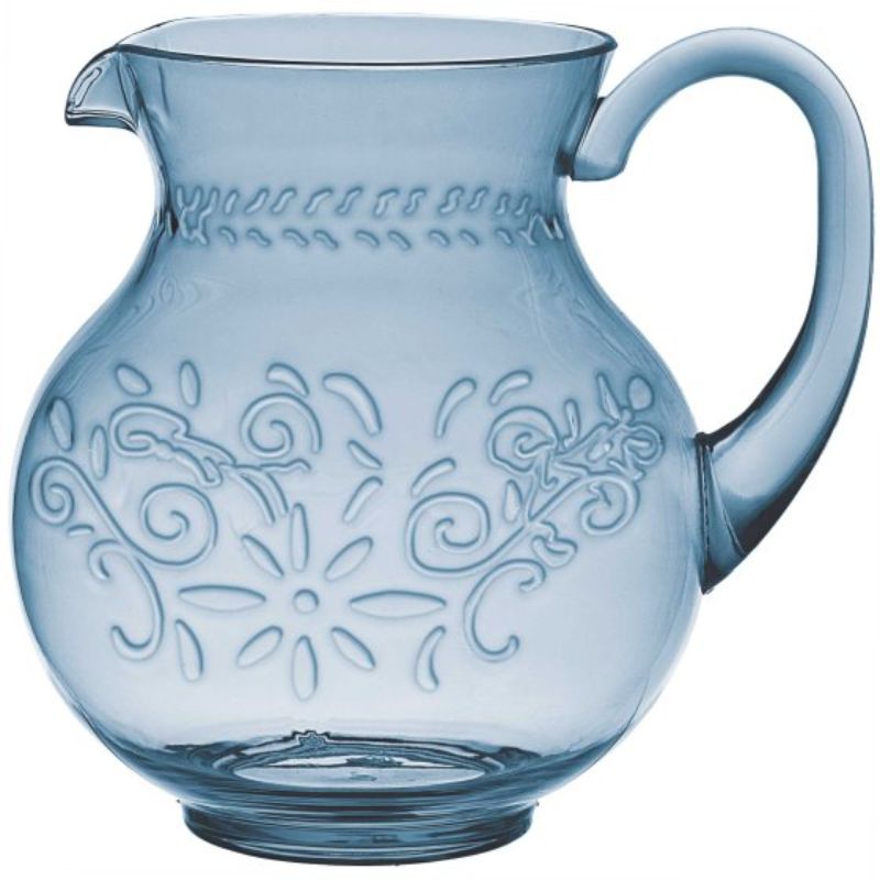 Boho Vibes Blue Floral Pitcher Jug with debossed finish, 2.7L, perfect for serving and home decor.
