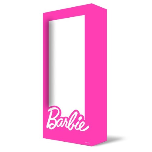 Oversized Barbie Box Step In Photo Prop, perfect for fun themed parties and photo shoots, measuring 154cm x 63cm.