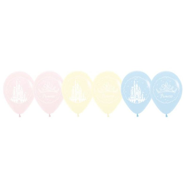 Set of 6 Disney Princess latex balloons, 30cm, colorful designs for magical party decorations or photo backdrops.