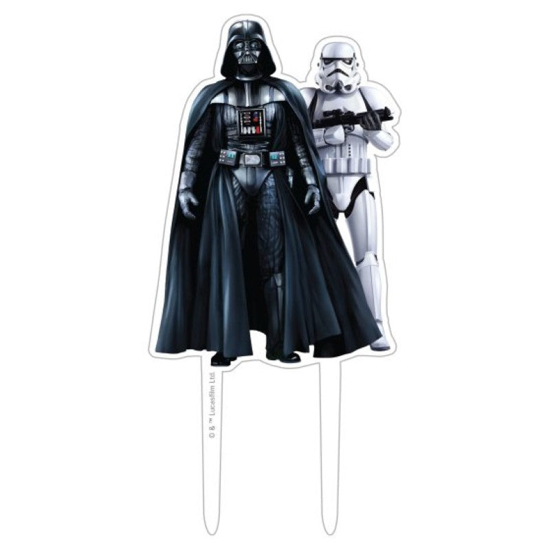Star Wars Acrylic Cake Topper showcasing iconic designs, perfect for themed celebrations and birthdays, 8cm x 17cm size.