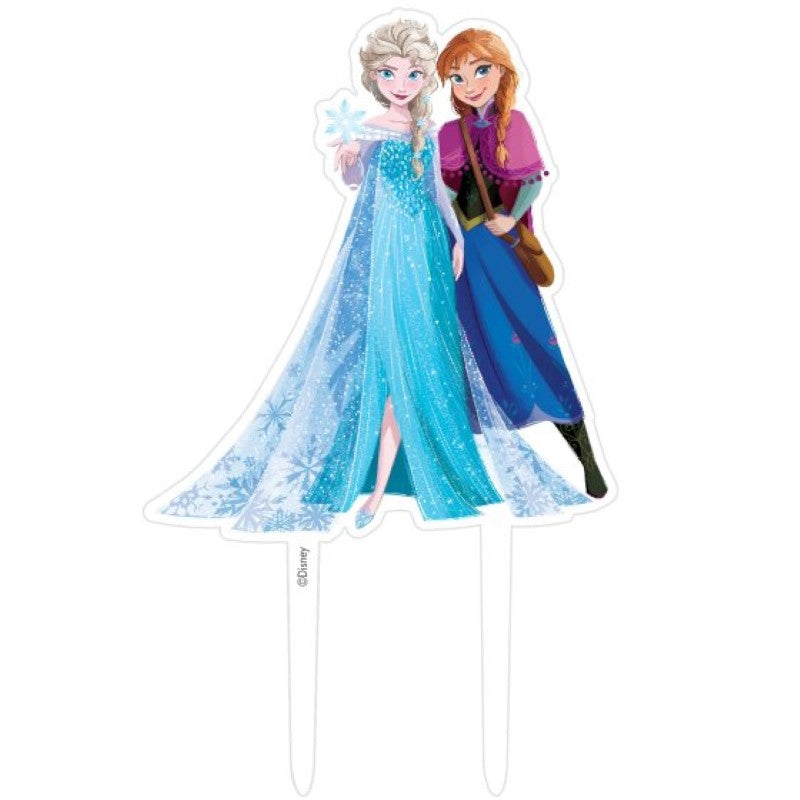Frozen 2 Acrylic Cake Topper featuring beloved characters, perfect for themed parties and celebrations, measures 11cm W x 18cm H.