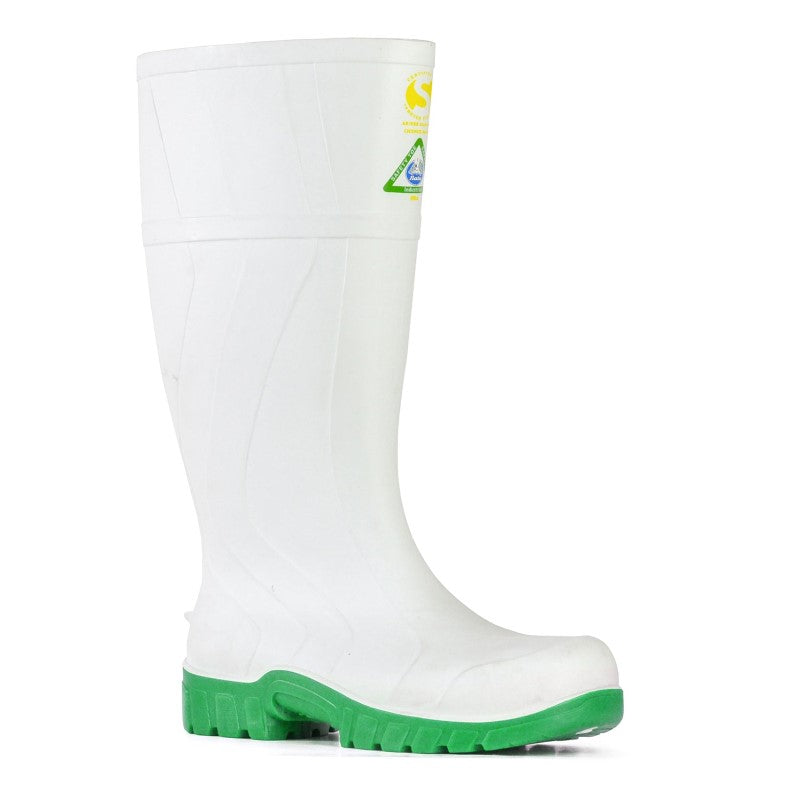 Gumboots - Bata Safemate White / Green (Size: 6)