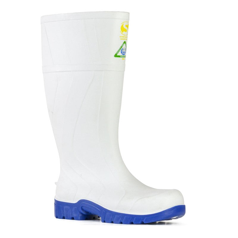 Gumboots - Bata Safemate White / Blue (Size: 9)