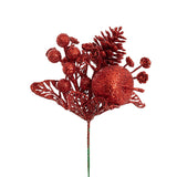 Apple Berries & Pinecone Christmas Pick Red