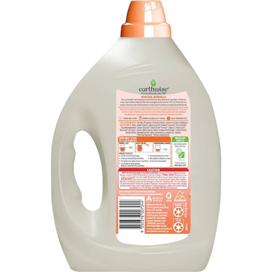 Earthwise Laundry Liquid Orange &  Eucalyptus 2L