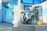 Playmobil Police Headquarters with Prison set featuring detailed figures, accessories, and realistic play environments for kids.