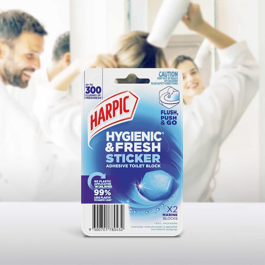 Harpic Toilet Cleaner Hygienic & Fresh Sticker Adhesive Marine 2 pack