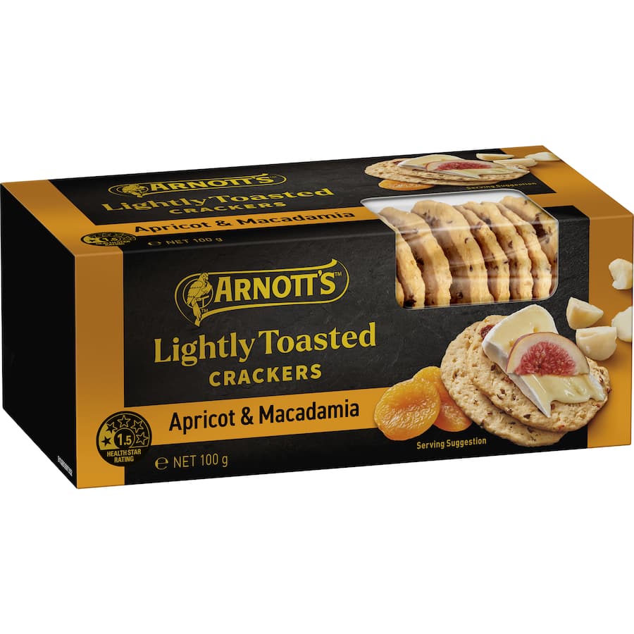 Arnotts Lightly Toasted Crackers Apricot & Macadamia 100g