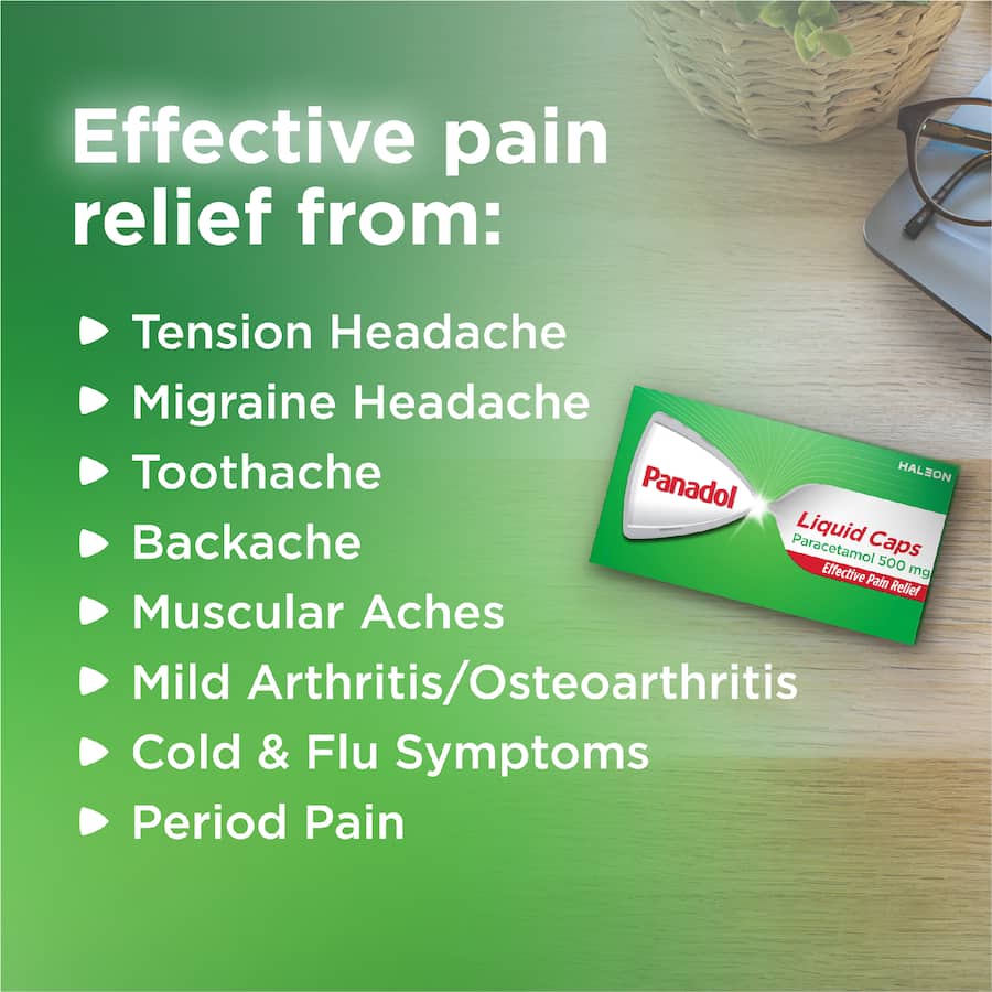 Panadol Liquid Capsules With Paracetamol 16pack