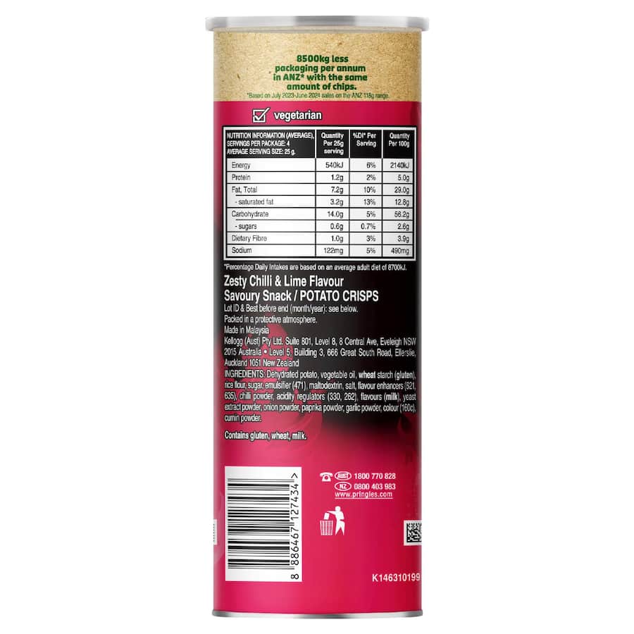 Pringles Chips Chilli & Zesty Lime 118g