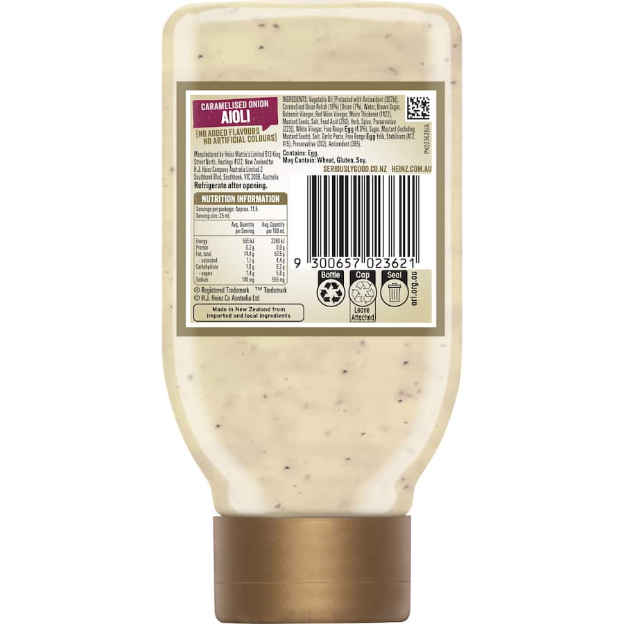 Heinz [Seriously] Good Aioli Mayonnaise Caramelised Onion 295mL