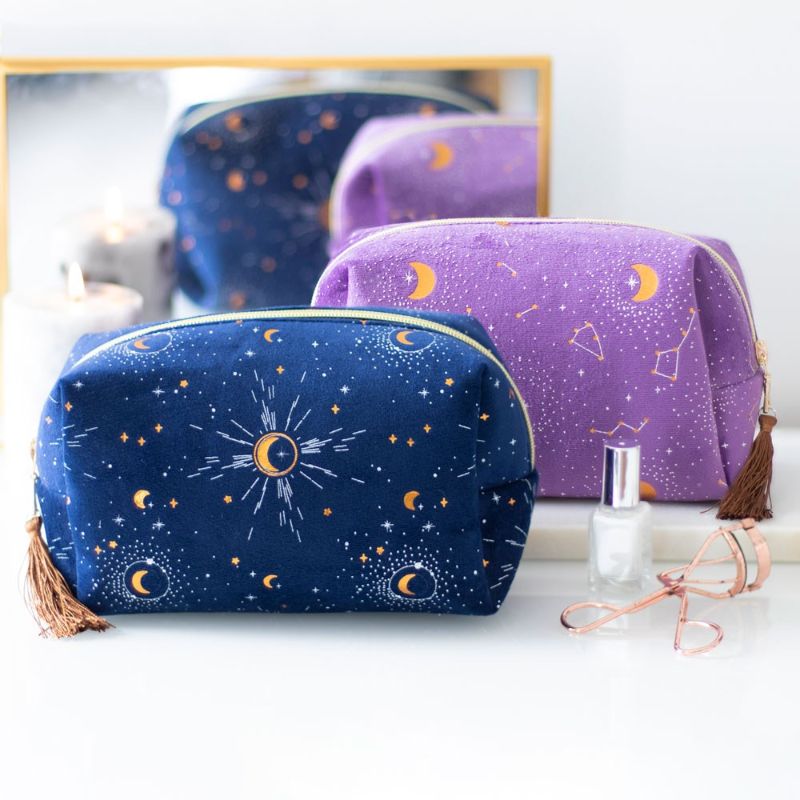 Purple Star Sign Tasseled Makeup Bag