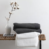 Super King Bed - Charcoal Cotton Waffle Blanket