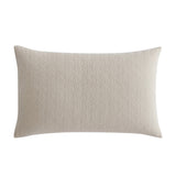 Kayo Linen Pillowsham Pair in Stone and Charcoal featuring geometric embroidery and a stonewashed finish, 100% cotton.